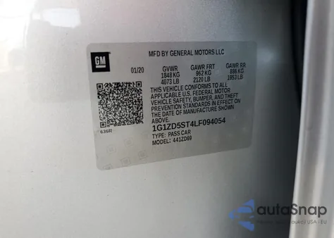 2020 Chevrolet Malibu Lt from USA, damaged, VIN 1G1ZD5ST4LF094054